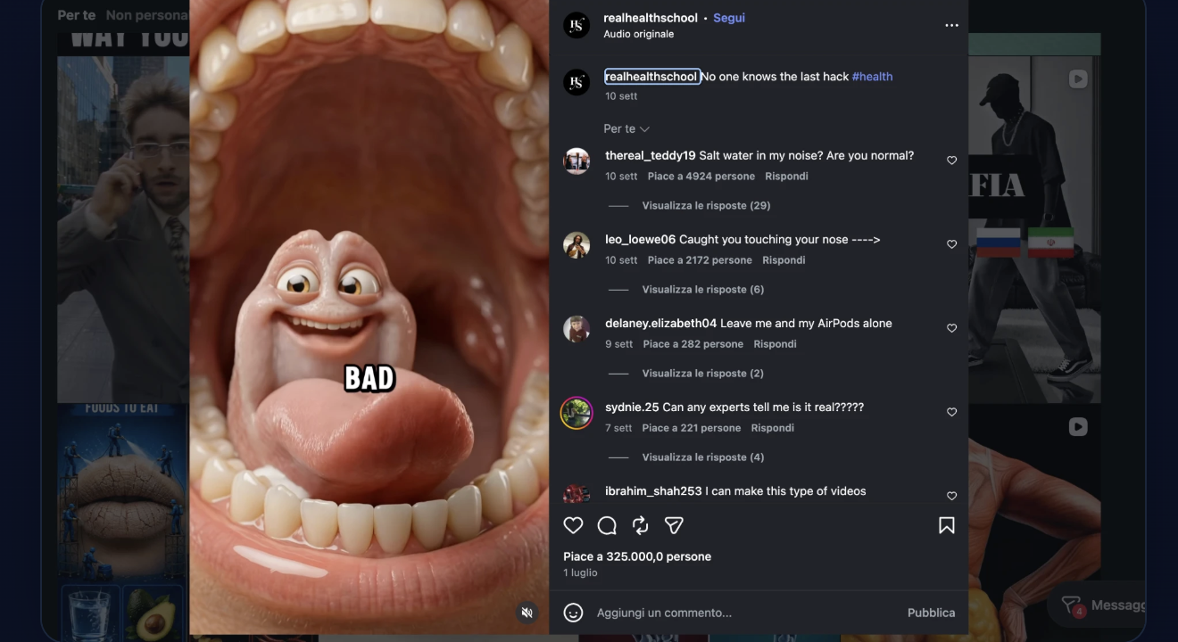 Viral content attracting thousands of comments and likes