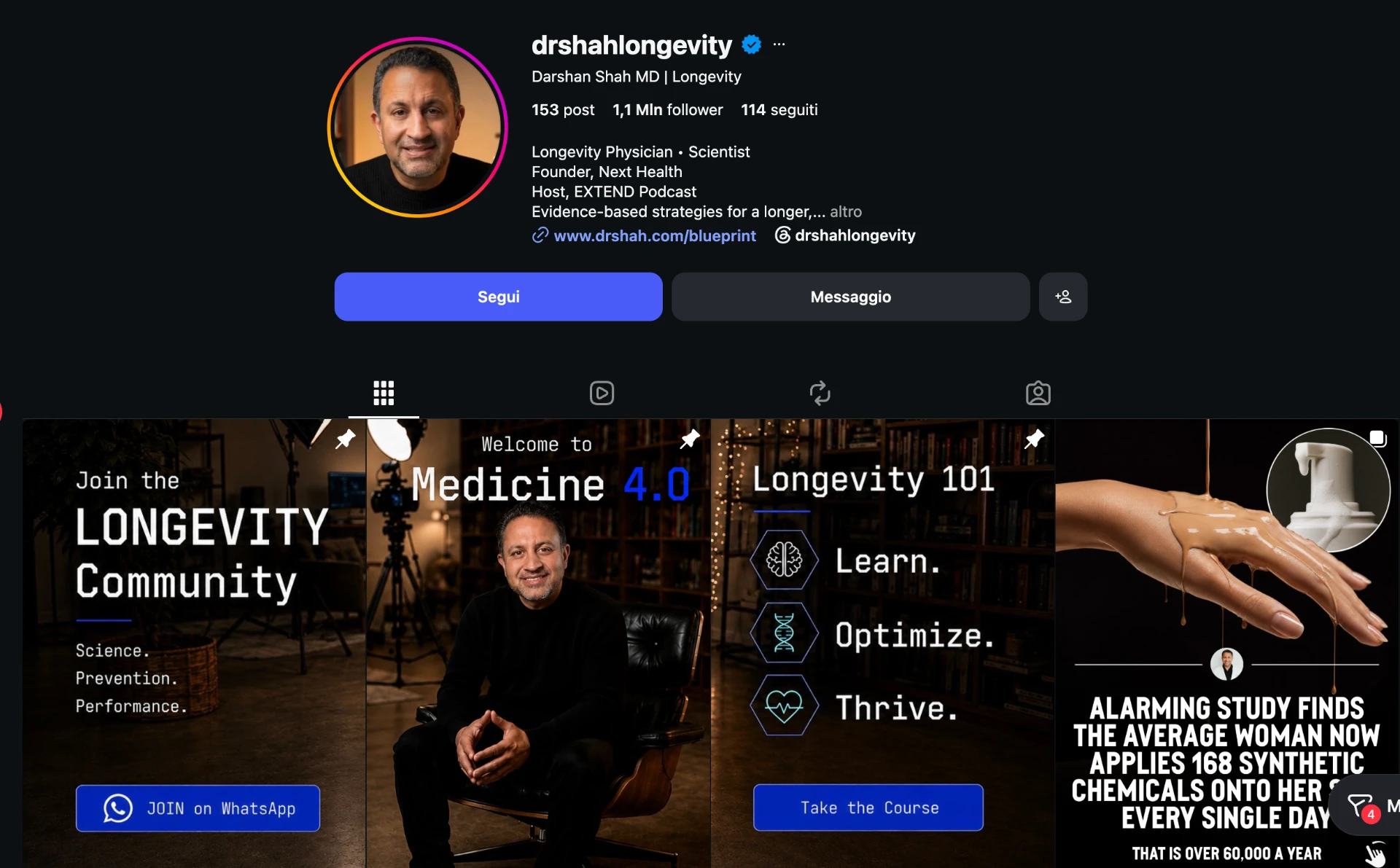 A social media profile created with the system